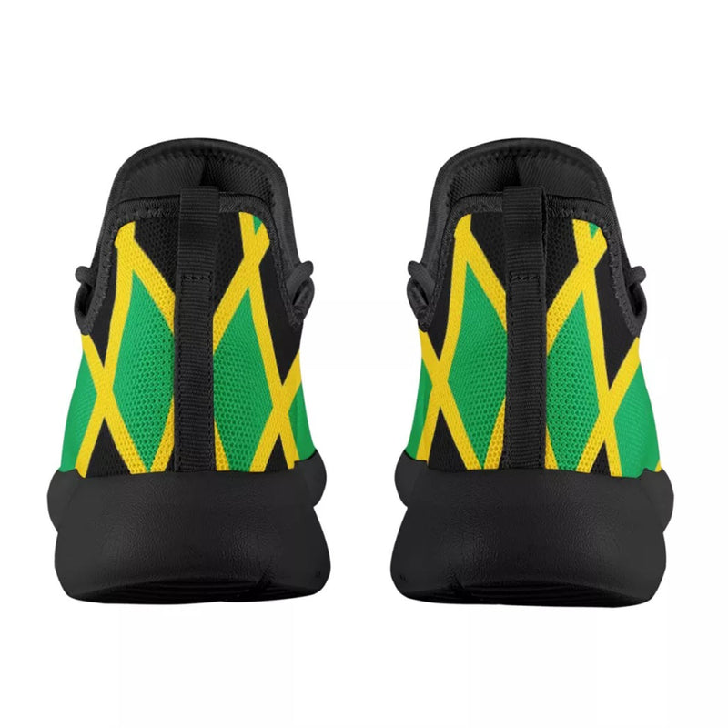 TMMG Jamaican Flag Print Mesh-Knit Fabric Sneaker