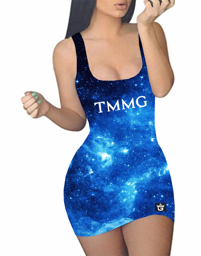 TMMG LUXURY BLUE GALAXY BODYCON DRESS