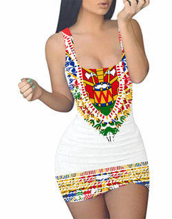 WHITE TMMG HAITIAN FLAG DASHIKI DRESS