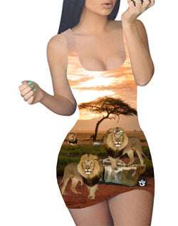 TMMG LUXURY SAFARI LION BODYCON DRESS