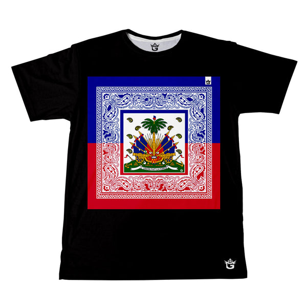 BLACK TMMG HAITIAN FLAG BANDANA  T-SHIRT