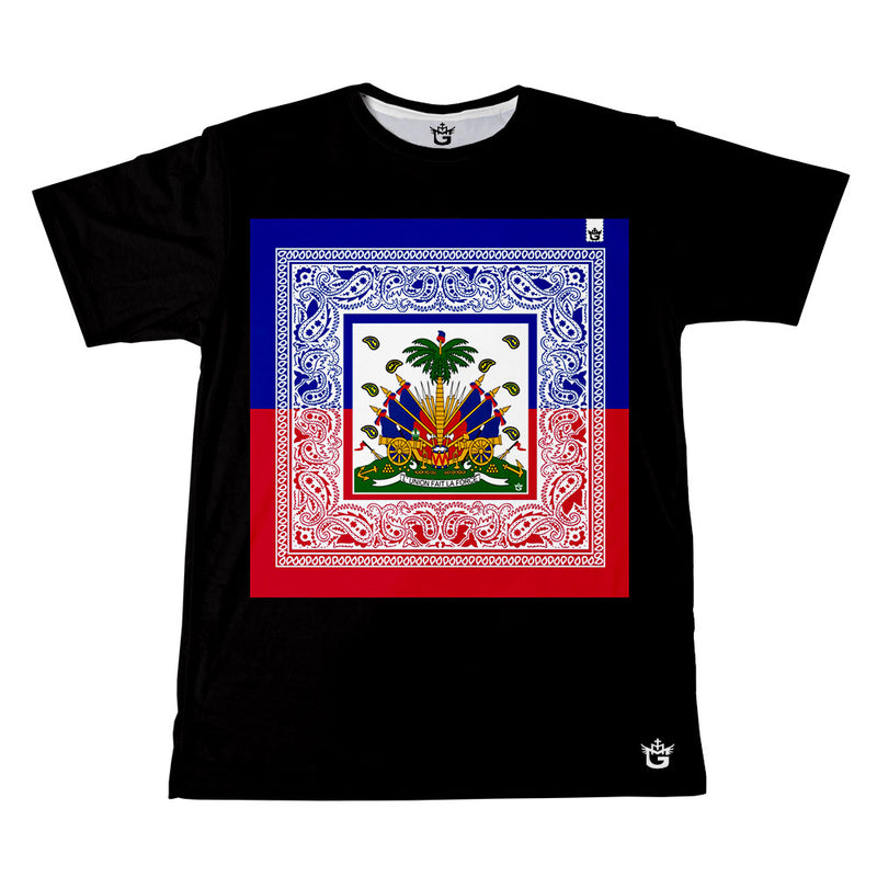 BLUE TMMG HAITIAN FLAG BANDANA  T-SHIRT
