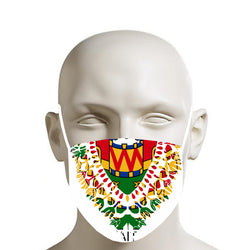 TMMG WHITE HAITIAN FLAG DASHIKI FACE MASK