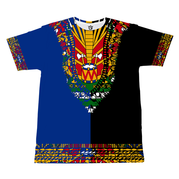 BLUE AND YELLOW TMMG HAITIAN FLAG DASHIKI DUAL COLORS