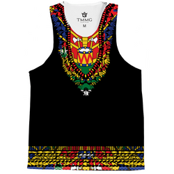 TMMG BLACK HAITIAN FLAG DASHIKI TANK TOP