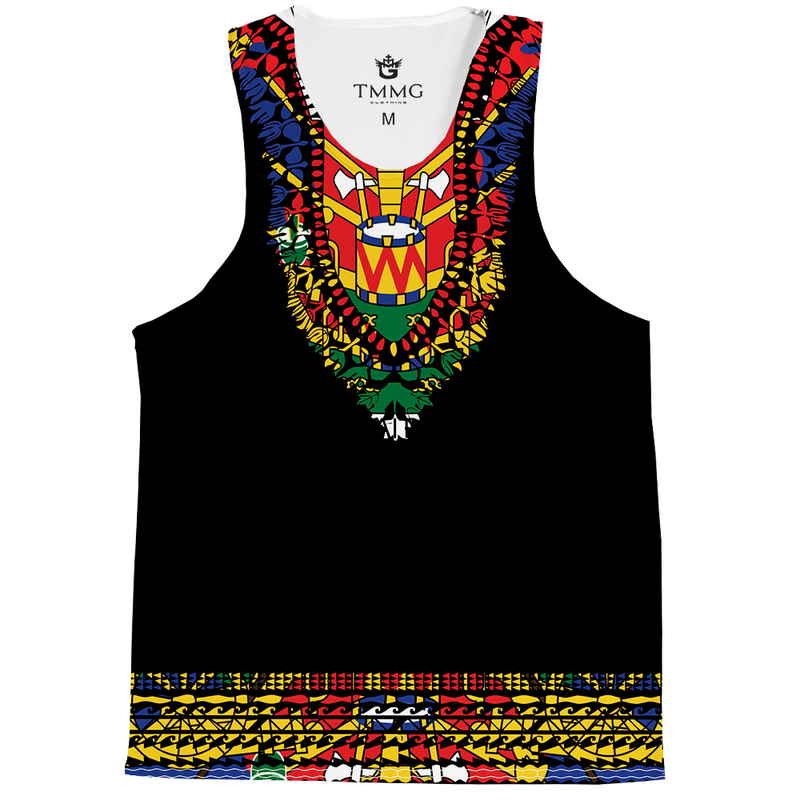 TMMG BLACK HAITIAN FLAG DASHIKI TANK TOP