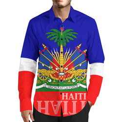 TMMG LUXURY FASHION LUXURY HAITIAN FLAG DRESS SHIRT