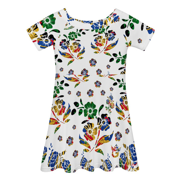 TMMG Haitian FLag Choublak Flowers Kids Casual Dress  (Toddler & Youth)