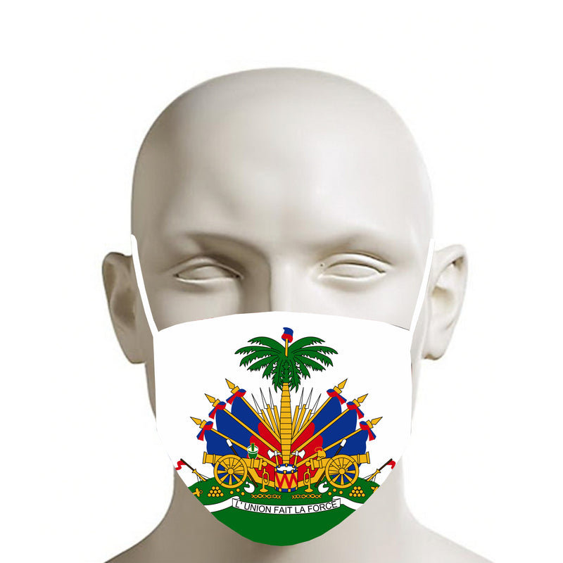 WHITE TMMG HAITIAN FLAG FACE MASK