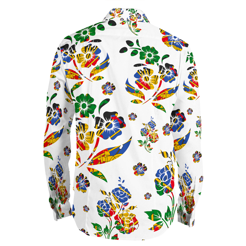 MEN'S BLACK LUXURY FASHION TMMG HAITI FLAG INSPIRED CHOUBLAK DRESS SHIRT