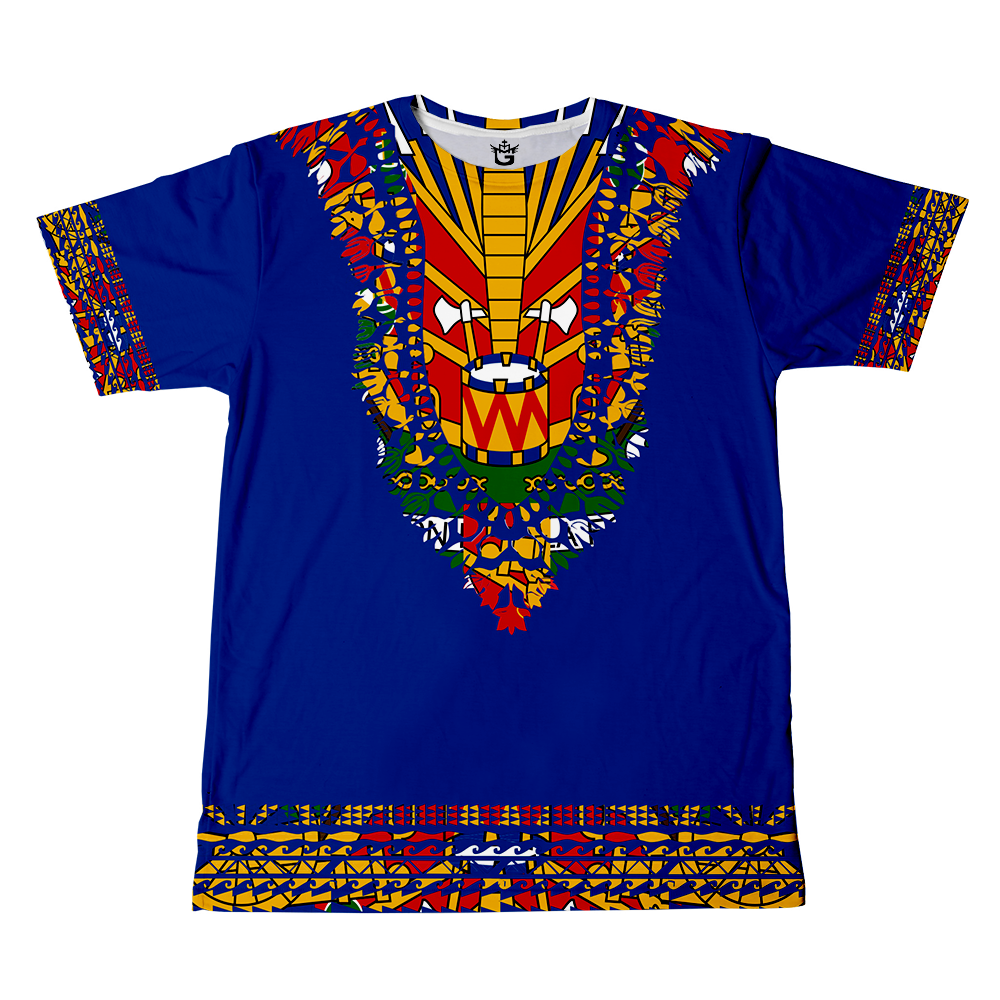 Haiti Flag Grocery Bag Traditional Dashiki White Color LT03