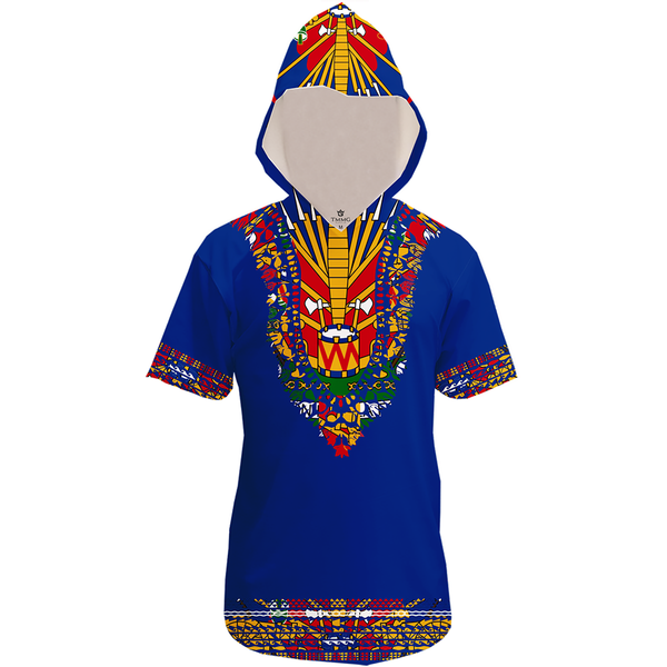 TMMG BLUE HAITIAN FLAG DASHIKI HOODIE TEE