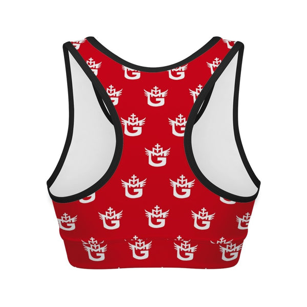 Red TMMG All Over Logo Sports Bra