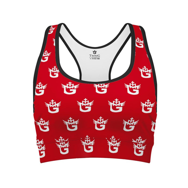 Red TMMG All Over Logo Sports Bra